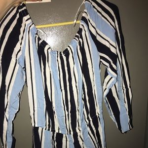 Blue striped romper